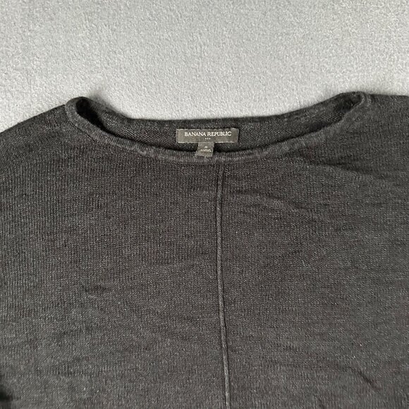 Banana Republic Womens S Black Sweater Crew Neck Ribbed Hem Cuffs Pullover - Picture 2 of 7